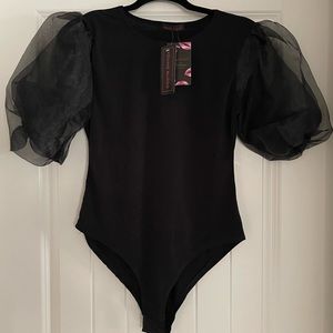Cute (NWT) Black Bodysuit With Puff Sleeves